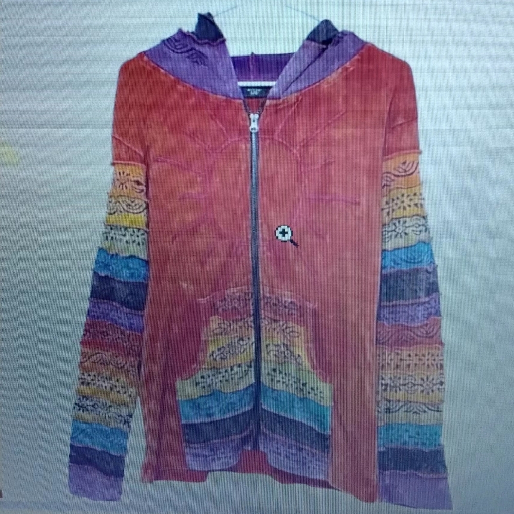 Greater Good Colorful Full Zip-Up Hoodie with Sun Design with Hood